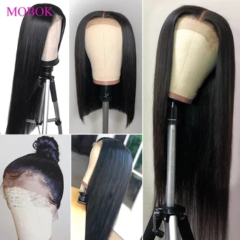 

Mobok 360 Lace Frontal Wigs Remy Straight Lace Front Wig Human Hair 150 Density Brazilian Hair Wigs Pre Plucked With Baby Hair