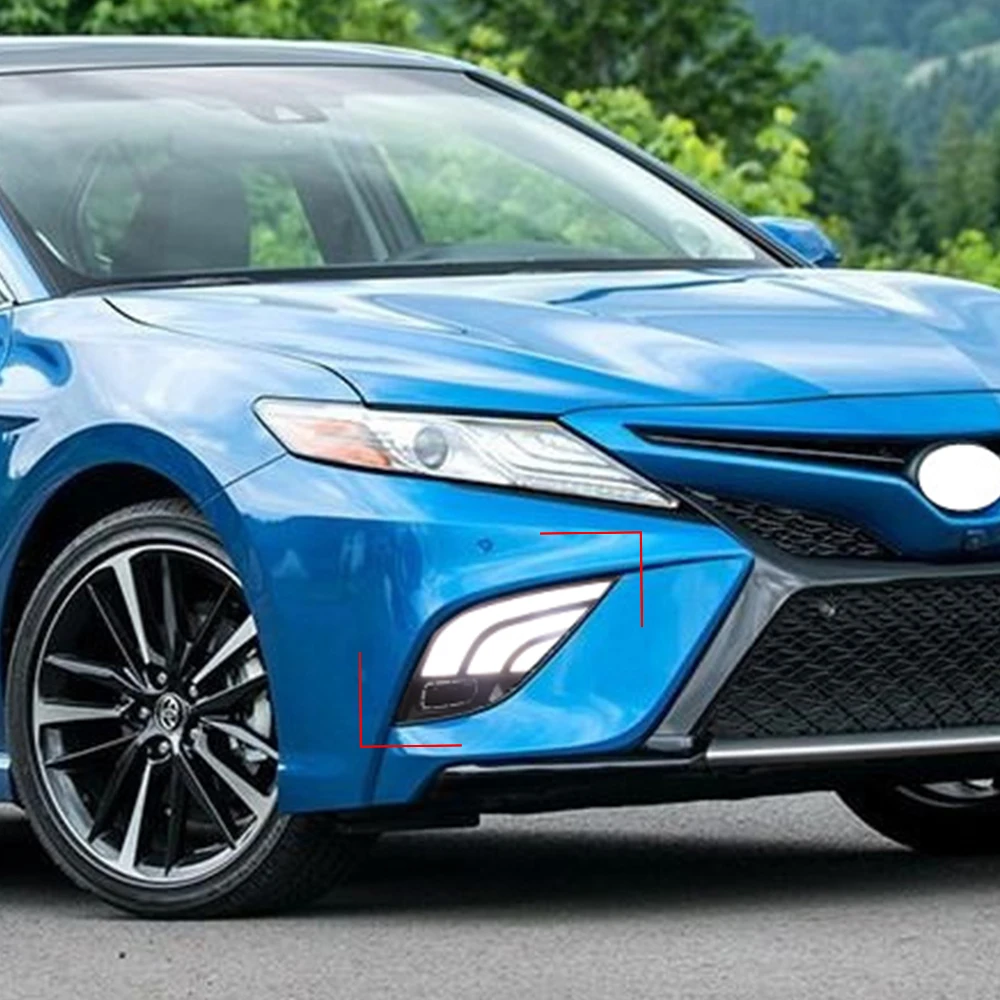 Автомобильный мигающий 1 пара светодиодный светильник дневного света для Toyota Camry XSE SE, светящееся Сигнальное реле желтого цвета, Автомобильный светодиодный DRL