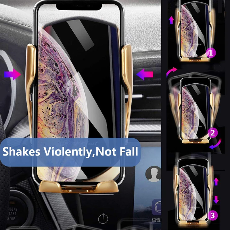 Автомобильное беспроводное зарядное устройство для iPhone Xs LG, инфракрасный Автомобильный держатель для телефона, беспроводное зарядное устройство с автоматическим зажимом 10 Вт
