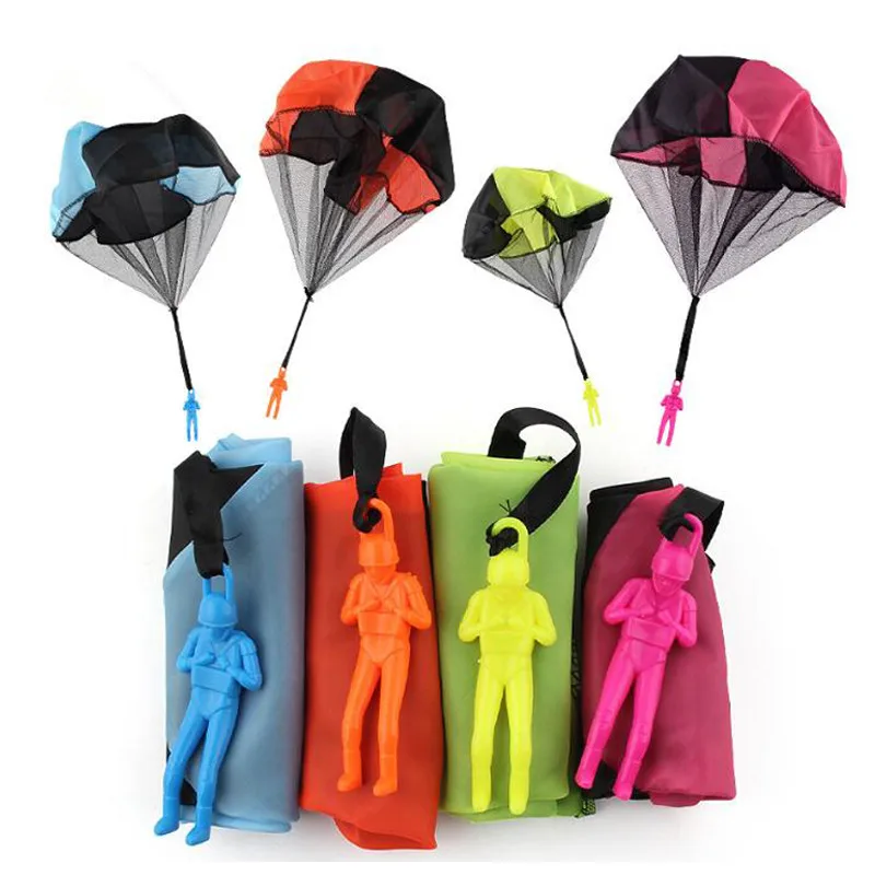 2Pcs Mini Kids Parachute Hand Throwing Parachute Toy Play Outdoor Games Children Educational Parachute With Figure Soldier GYH