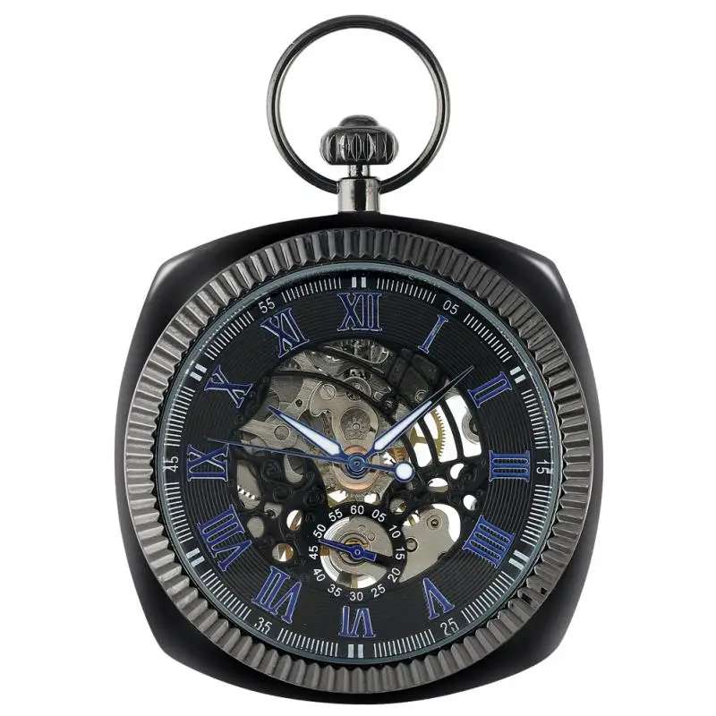 Antique Men Women Mechanical Hand-Winding Pocket Watch Roman Numerals Display Pendant Clock with Fob Chain Luminous Hands Gift
