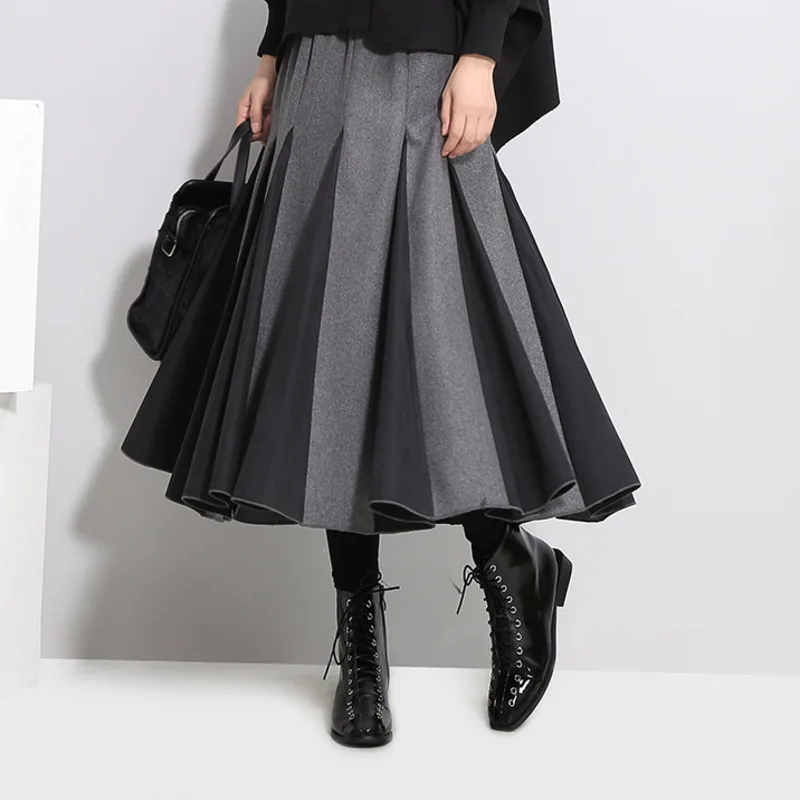 MEVGOHOT/ осенне-зимняя плиссированная модная юбка с высокой талией в Корейском стиле; большие размеры; юбка в Корейском стиле; Femme HW056