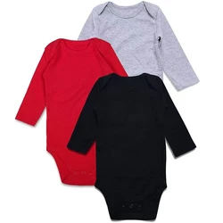 HS – body à manches longues pour garçons et filles, unisexe, couleur unie, noir et blanc, vêtements pour nouveau nés 