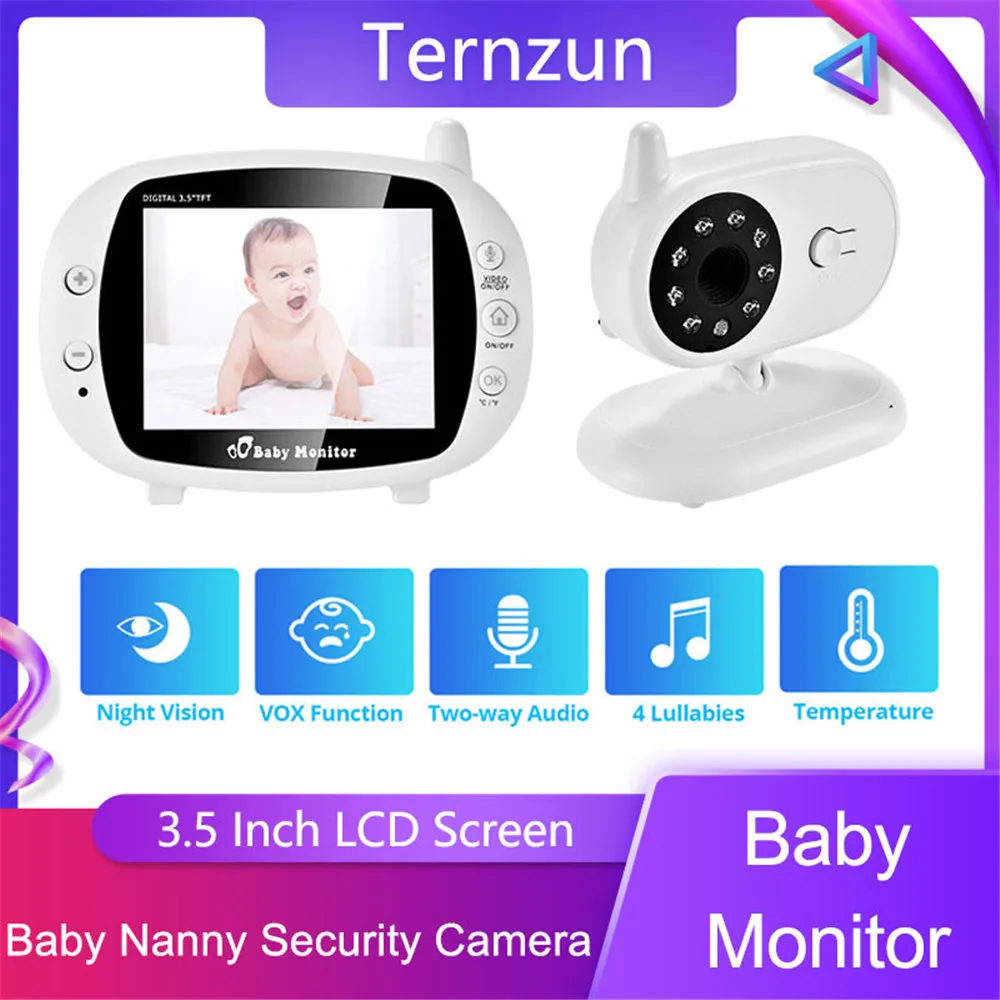 

3.5 Inch HD LCD Wireless Baby Monitor With Camera IR Night Vision Baby Nanny Security Camera Real Time Temperature Monitoring