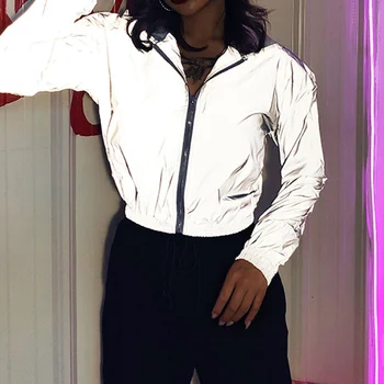 

Fashion Flash Reflective Jacket Women Harajuku Reflective Jacket For Girls Women Coat Jacket Night Streetwear Lady Clothes