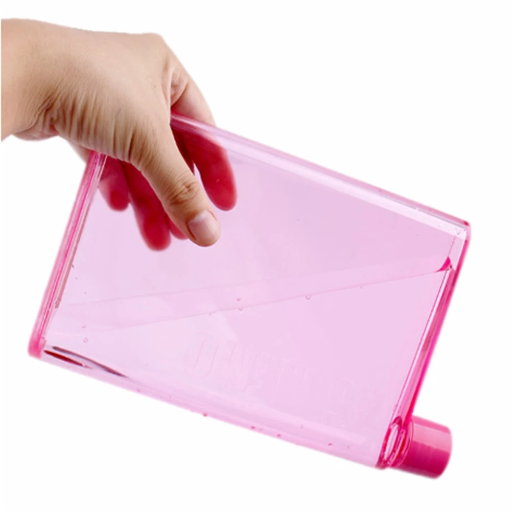 420ML Paper Cup Botlte Flat Water Bottle Bpa Free Clear Book Sports water cup notebook paper flat A4 A6 Portable Pad Flat Drinks