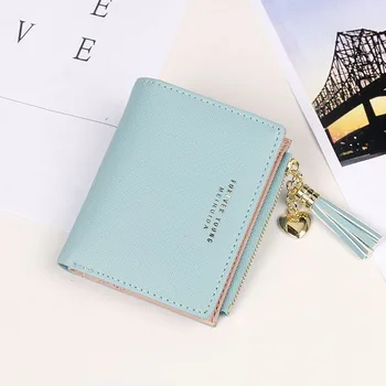 

forever youngWomen's Short Wallet Korean-Style Vertical Cross Pattern Tassel Zipper Purse