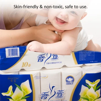 

New 10 Rolls Napkin Tissue Soft Toilet Paper 3-Layer for Home Bathroom Outdoor Wood Pulp Paper