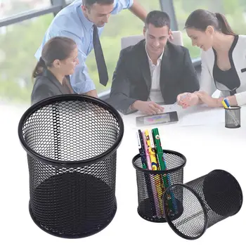 

New Pencil Holder Office Desk Metal Mesh Square Pen Pot Cup Case Container Organiser Durable Pencil Case