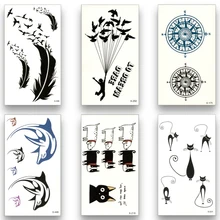 12Pcs/Set,Waterproof Temporary Fake Tattoos Stickers,Water Transfer Black Small Pattern for Man,Woman,Girl,Beauty Cool Body Art