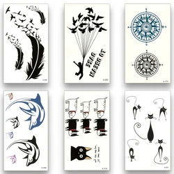 12Pcs/Set,Waterproof Temporary Fake Tattoos Stickers,Water Transfer Black Small Pattern for Man,Woman,Girl,Beauty Cool Body Art