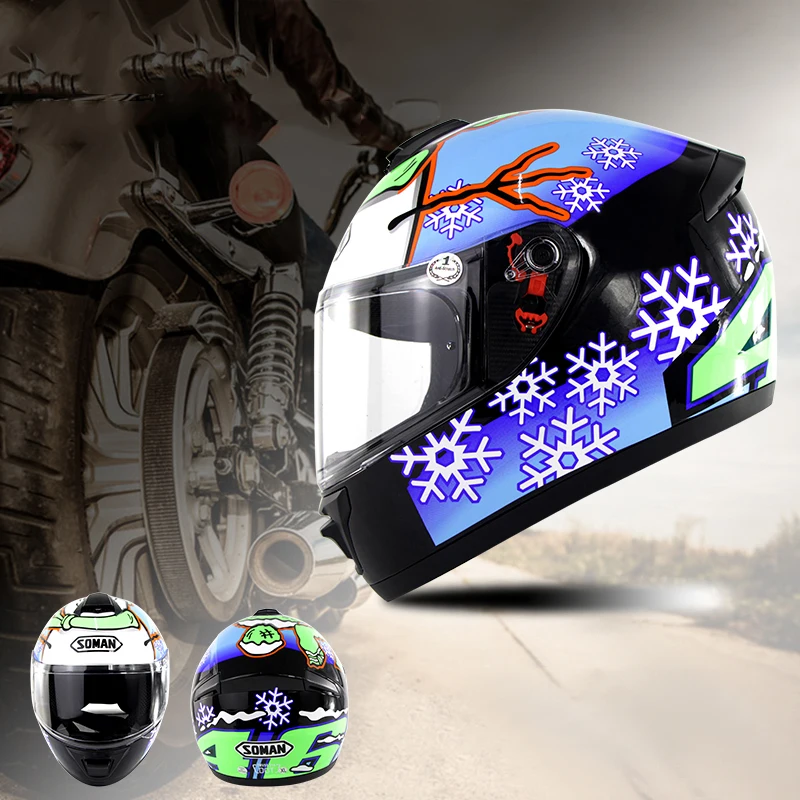 Motorcycle Full Face Helmet Motocross Street Riding Bike Racing Road DOT Safety