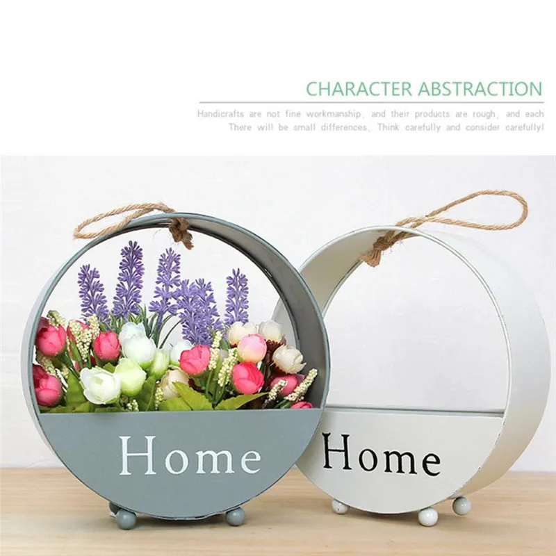 21CM Metal Iron Wall Hanging Plant Flower Pot Garden Balcony Decor Metal Art Bonsai Planter Fresh Decoration Pendant Vase#LR3