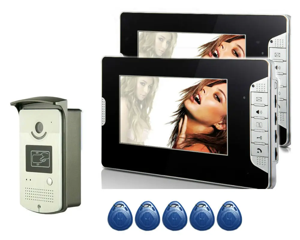 

RFID Access Control 7''Inch Wired Video Door Phone System Visual Video Intercom Doorbell Monitor Camera Kit