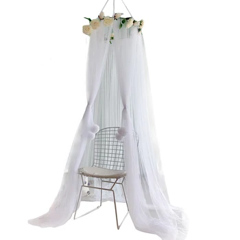 

Breathable Nordic Mosquito Net Rose Flower Ring Kids Bed Canopy Hanging Tent Room Decor