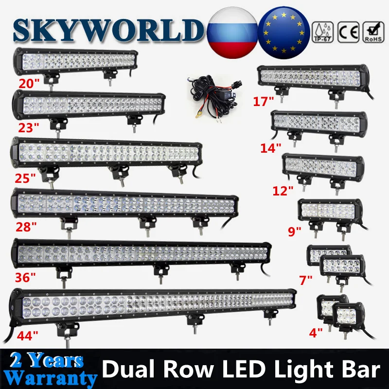 SKYWORLD светодиодный бар Offroad 12V 4 7 9 12 14 17 20 23 25 28 36 44 &quotкомбинированный прожектор луч