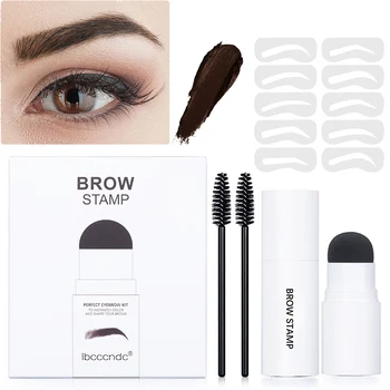 New Dark Brown Eyebrow Stamp Kit Waterproof Lasting Eye Brows Cream With Stencil Eyebrows Cards  Natural Contouring Makeup Kit - Thumbnail 2