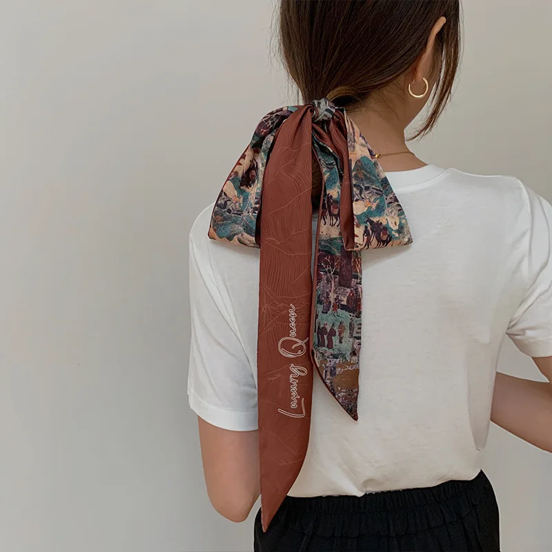 Sciarpa per capelli di lusso Donna Nastro lungo in seta Foulard