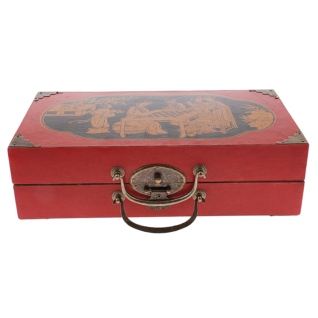 

Portable Chess Set Resin Chesepieces Wood Chessboard Chinese Traditional Game Brown 12.99 x 13.97inch