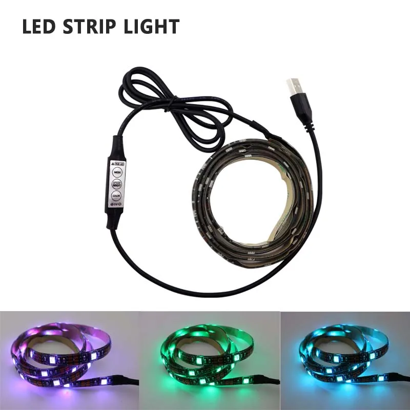 

TV Backlight RGB Color Changing Non-Waterproof Strong Adhesive LED USB Power Strip Light TV Lighting for 50 to 55 Inch TV
