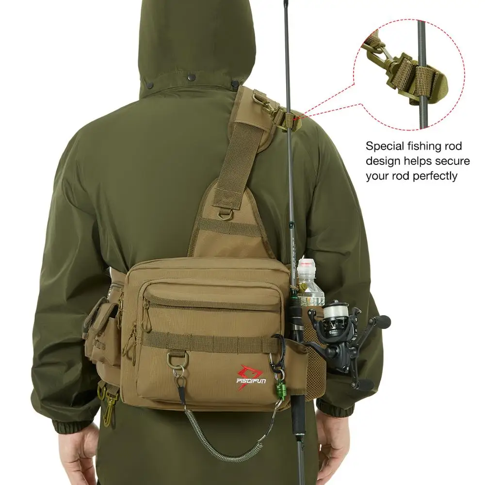 Piscifun Fishing Tackle Storage Bag Outdoor Shoulder Backpack Cross Body Sling