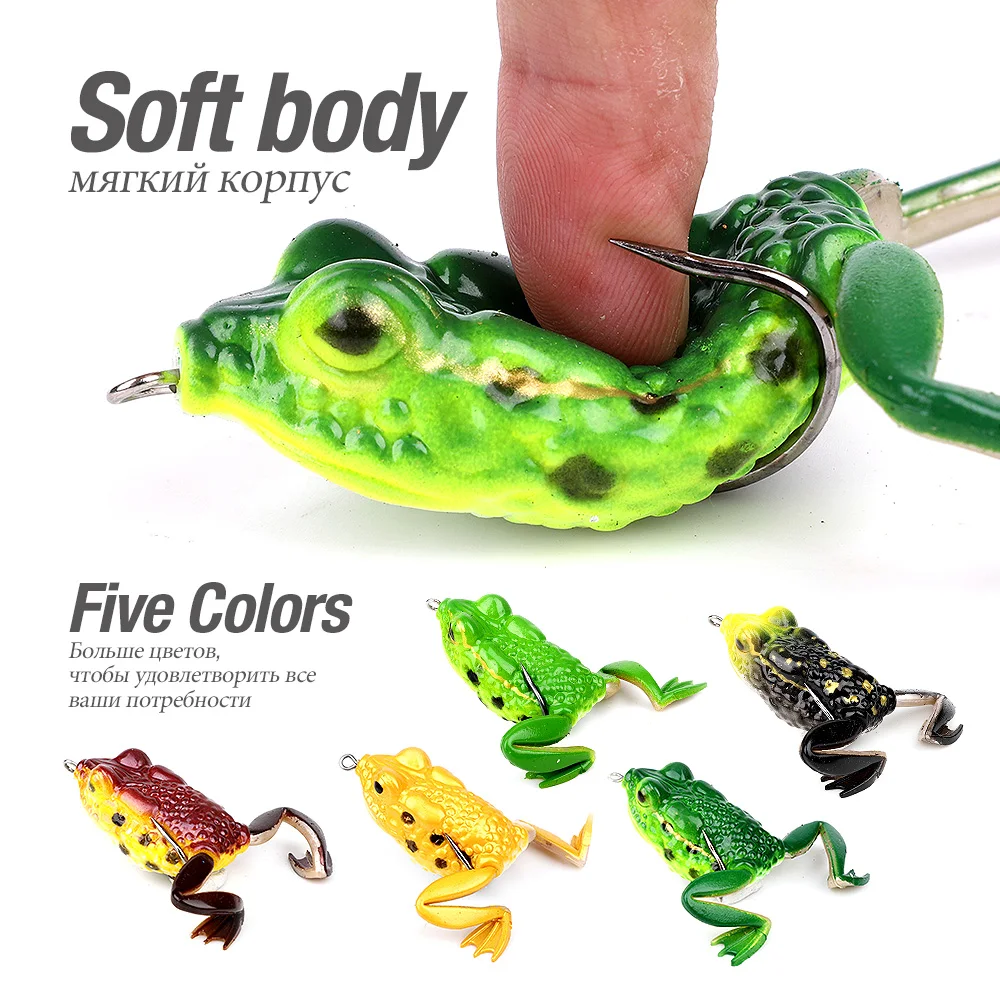 DONQI 1Pcs 6cm 16g Frog Silicone Fishing Lure Artificial Rubber Soft Bait 3D Eyes 5 Colors WithTreble Hook Frog Soft Fish Lure主图01 (4)