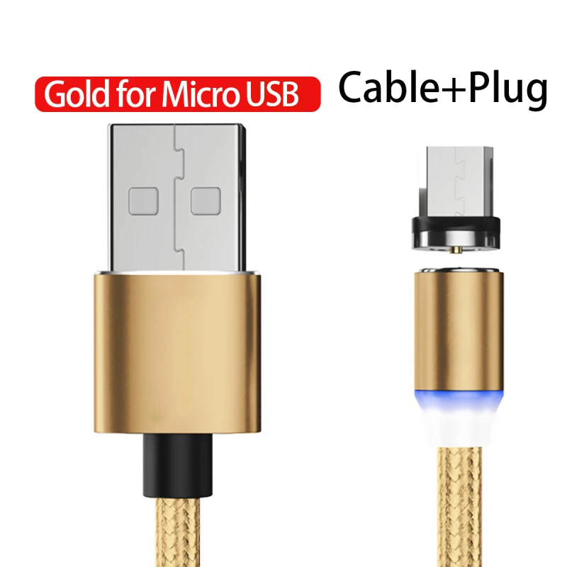 Магнитный Micro USB кабель для быстрой зарядки USB C кабель для передачи данных Шнур для мобильного телефона usb type C кабель для samsung huawei Xiaomi LG - Цвет: Micro USB Cable GD