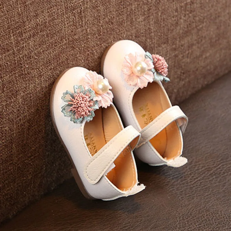 6Cute Baby Shoes 0-24M Soft Soled Non-slip Footwear Flower Print Shoes Baby Girls PU First Walkers Princess Walking Shoes