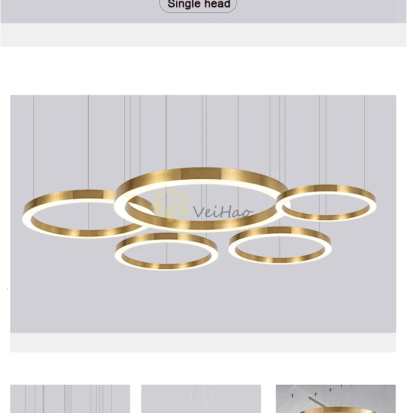 Современный светодиодный подвесной светильник, лампы для скандинавской гостиной, столовой, кабинета, бара, офиса, украшения, семейное Золотое кольцо, подвесной светильник