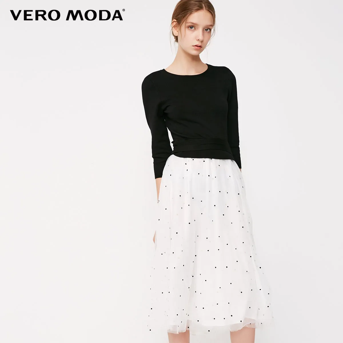 Vero Moda женское трикотажное платье Gauzy Midriff-Baring | 319146504 - Цвет: Black
