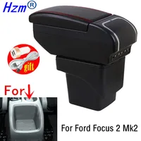 For Ford Focus 2 Mk2 2005-2011 armrest box Rotatable PU Leather central Store content Storage box with cup holder ashtray USB in