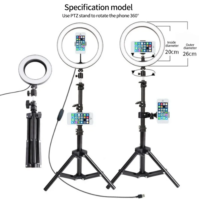 

Photo LED Selfie Stick Ring Fill Light 10inch Dimmable Camera Phone Ring Lamp With Stand Tripod For Makeup Video Live Studio