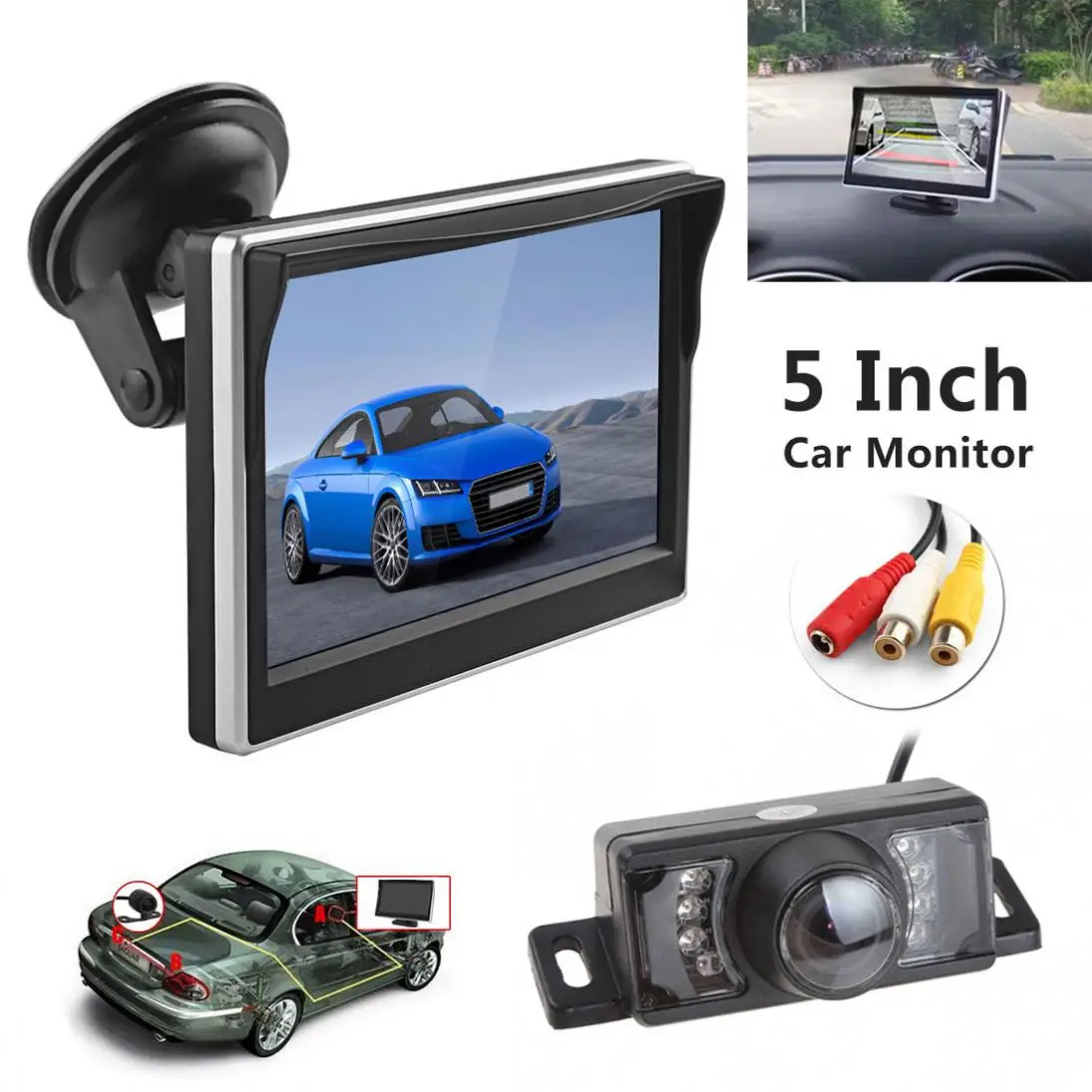 

5 Inch TFT LCD Screen 480 x 272 HD Digital Color Car Rear View Monitor + 7 IR Lights Water-proof 120 Degree Car Rear Camera