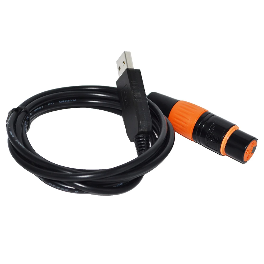FREESTYLER QLC 단계 번개 관제사를위한 USB 3PIN 3P DMX 512 XLR 여성 변환기 케이블에 다채로운 FTDI RS485 DMX512