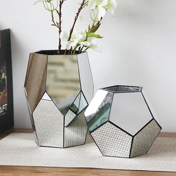 

Abstract Geometric Mirror Glass Vase Desktop Flower Arrangement Home Decoration Living Room Flower Arrangement Ornament Wedding