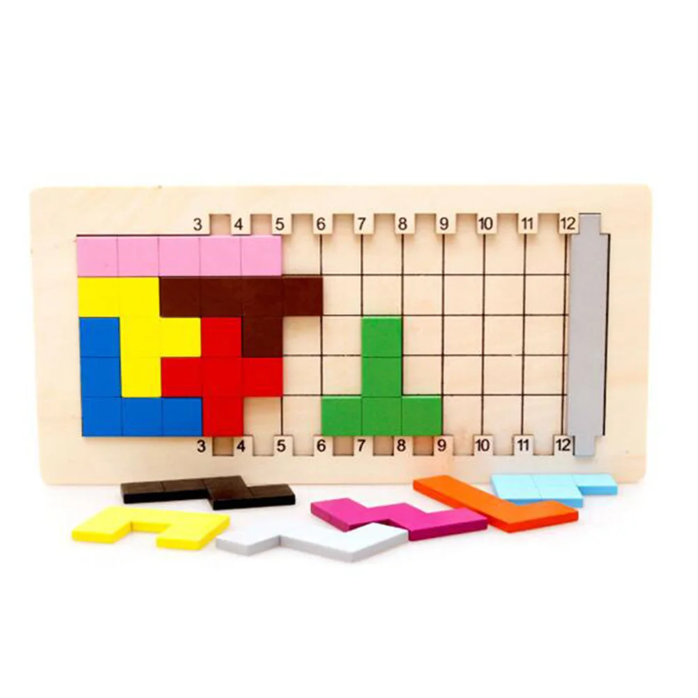 Детская красочная деревянная настольная игрушка Tangram 3D головоломка тетрис игра обучающая детская игрушка подарок