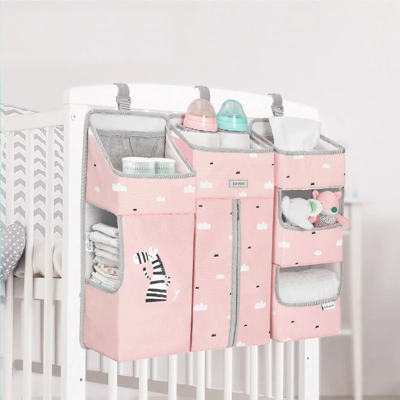 SUNVENO портативный органайзер для детской кроватки, подвесная сумка для детской кроватки, сумка для хранения пеленок, набор постельного белья, пеленка Caddy - Цвет: pink