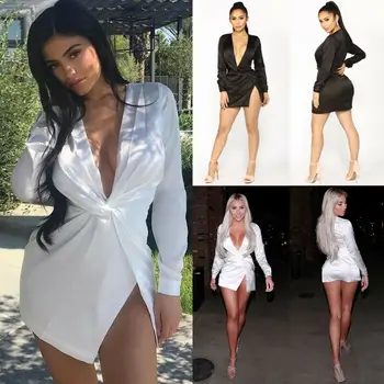 

Sexy Women's Bandage V-neck Bodycon Evening Party Club Cocktail Short Mini Dress Bikini Cover Up Beachwear