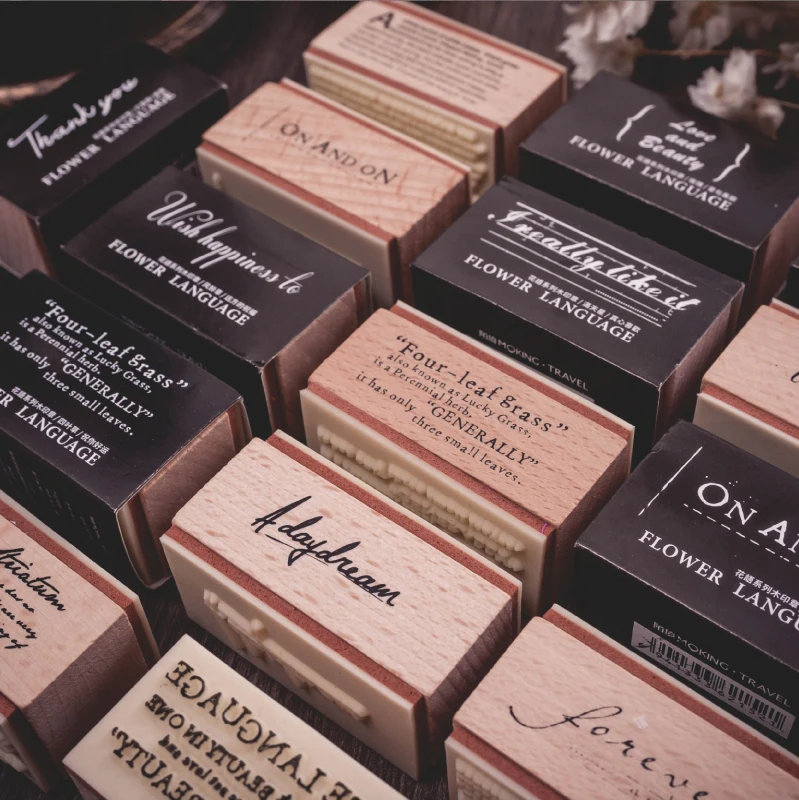 

Vintage English Poetry decoration stamp Flower Language DIY wooden rubber stamp for scrapbooking stationery craft standard stamp