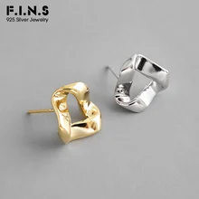 F.I.N.S корейские серьги из стерлингового серебра S925, геометрические витые серьги, золотой, серебристый неправильной формы, серьги-гвоздики, модные ювелирные изделия