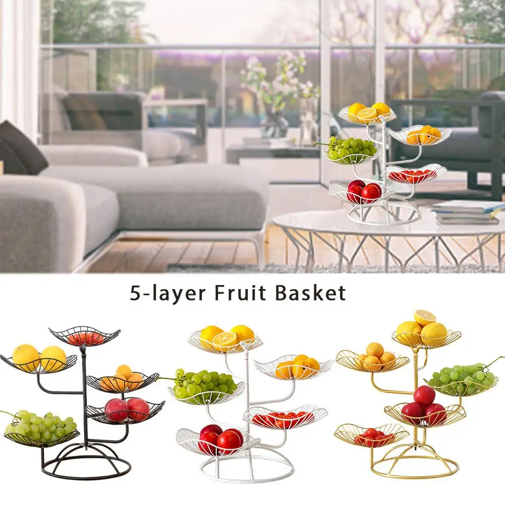 

Living Room Fruit Plate Exquisite Five-tier Lotus Leaf Shape Storage Tray Kitchen Dining Room Storage Supplies