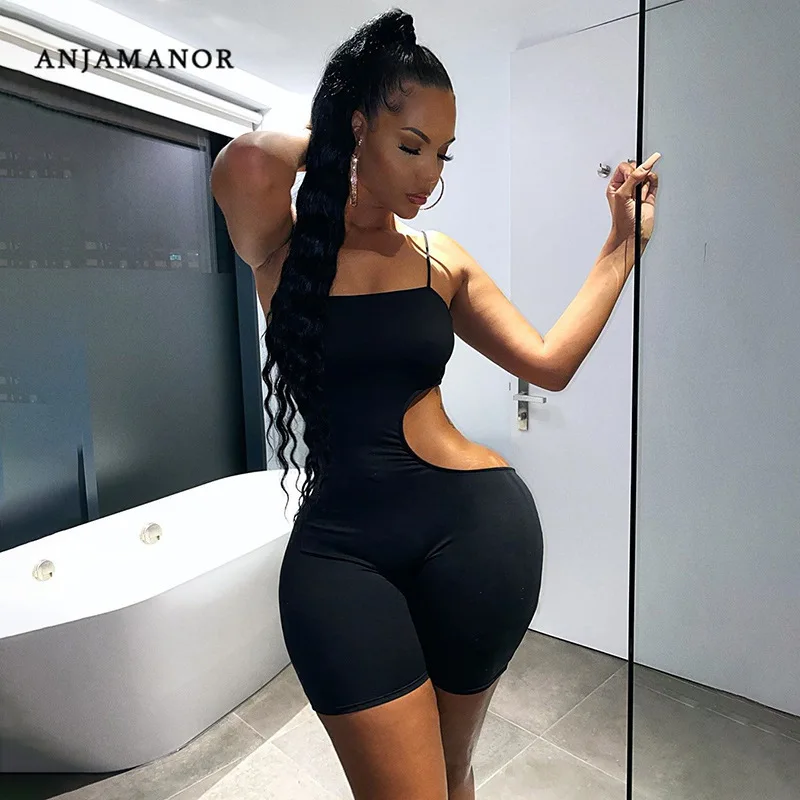 ANJAMANOR-body corto sin mangas para mujer, de una pieza traje deportivo, Sexy, trajes de Club, verano, 2020, D87-AG14