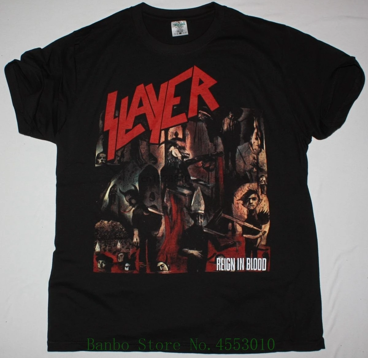 Футболка Reign In Blood black Tom Araya Kerry King Jeff Hanneman Lombardo хлопковые рубашки дешево оптом |