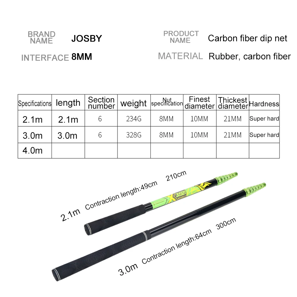 JOSBY Pesca для ловли нахлыстом, телескопическая ручная сетка, салазки для посадки, удочка для кормушки, углеродный полюс, Canne, карп, Сверхлегкий, мини, для путешествий