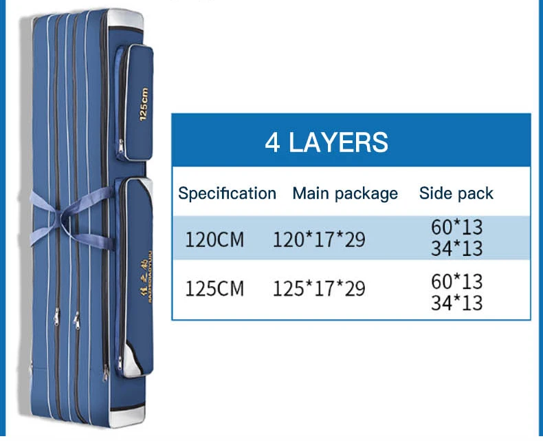 120 см 2/3/4 Слои катушка спиннинга перевозчик сумка для рыбалки рюкзак оснастка для удочки сумка для хранения Водонепроницаемый XA149G