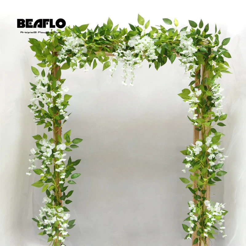 Fleurs artificielles de glycine, 2M, fausse plante, verte, rotin,  décoration de mariage, décoration murale suspendue | AliExpress