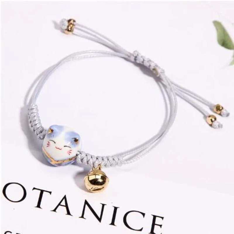Керамический Lucky Cat браслет с колокольчиками женский студенческий подружка