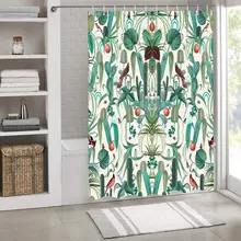 

Cactus Shower Curtain Tropical Green Plant Succulent Floral Bath Curtains Waterproof Fabric Bathroom Home Decor Screen with Hook