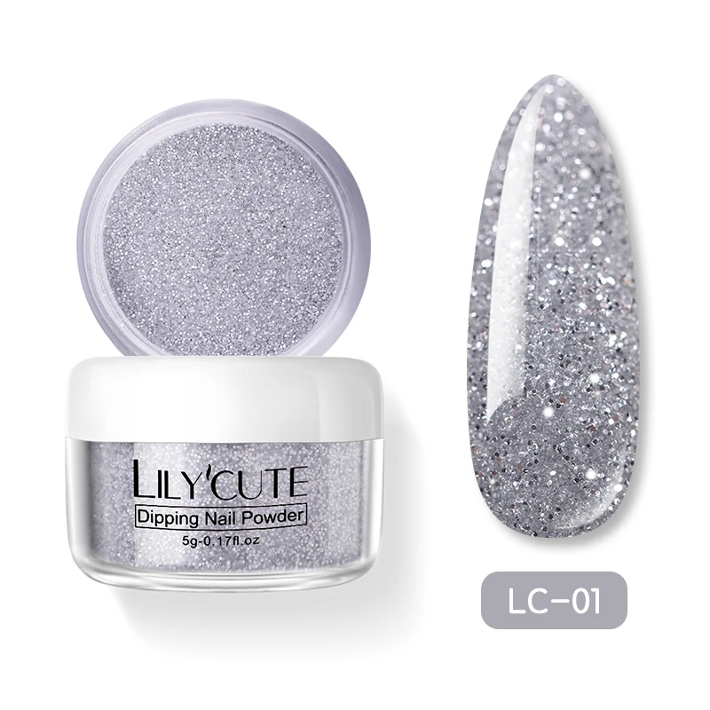 LC 01 LILYCUTE 5 г погружения порошки для ногтей база пальто градиент Французский ногтей натуральный цвет голографический блеск лечения ногтей художественные украшения - Цвет: LC 01