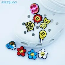 Pantoufle à trous en PVC de haute qualité, 1 pièce, bricolage de chaussures, fleurs, ours décoratif, breloque de chaussure, cadeaux de fête de noël pour garçons 